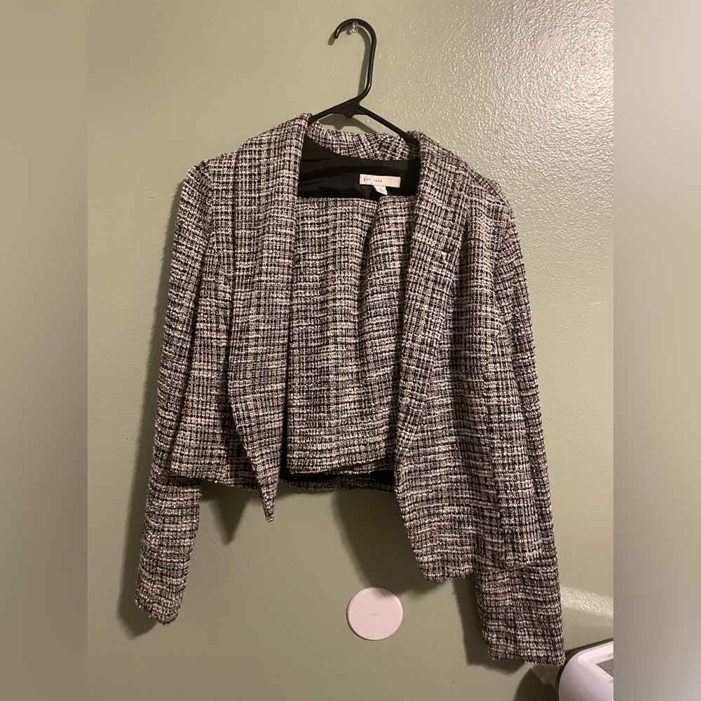 Matching jacket and knee length skirt